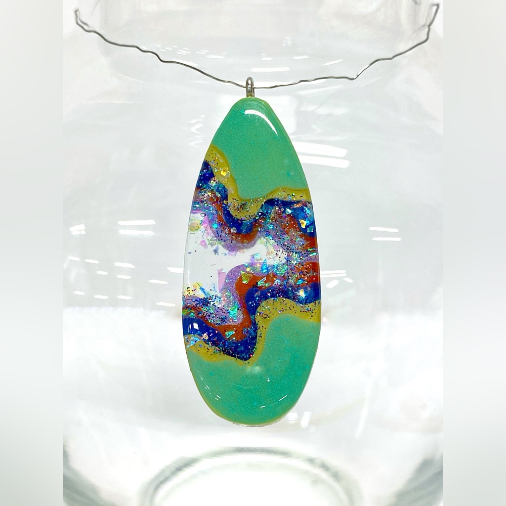 Handmade Colorful Unique Resin Art Pendant 44$